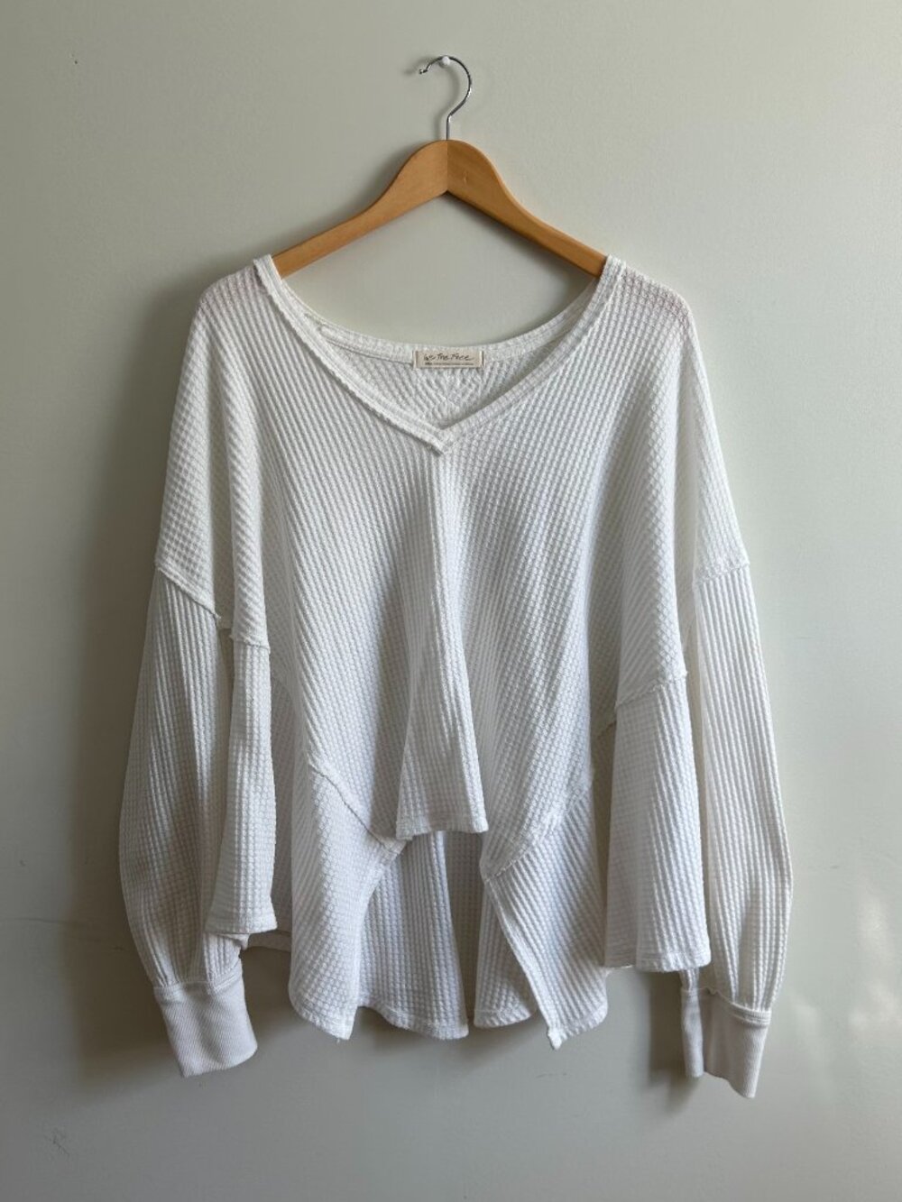 Free People Coraline Waffle Knit V-Neck Long Sleeve Thermal